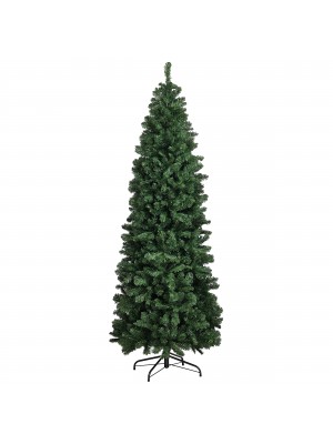 foto di Albero di Natale Artificiale Slim salvaspazio colore verde classico senza addobbi su sfondo bianco. Modello Montreux Totò Piccinni