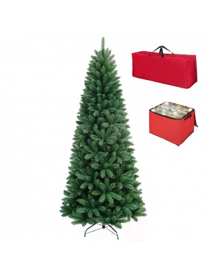 Albero di Natale Artificiale NOEL Verde SLIM, Folto, Effetto Realistico, Rami a Gancio, Facile Montaggio, PVC, Ignifugo con Borsone (240 cm)