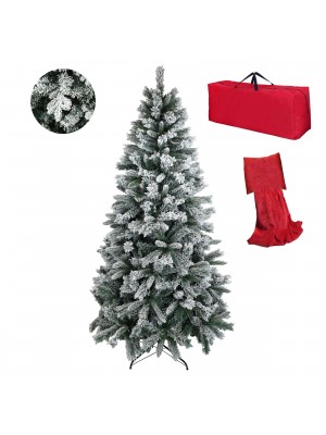 Albero di Natale Innevato verde  Bianco Berna con Fiocchi di Neve Artificiale Totò Piccinni Borsa e cuscino plaid  inclusa