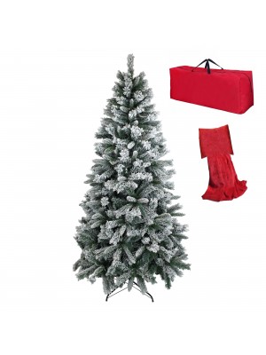 Albero di Natale Innevato verde  Bianco Berna con Fiocchi di Neve Artificiale Totò Piccinni Borsa e cuscino pleid 2 in 1 inclusa