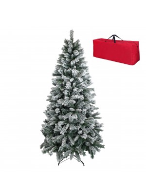  Albero di Natale Innevato verde  Bianco Berna con Fiocchi di Neve Artificiale Totò Piccinni Borsa 