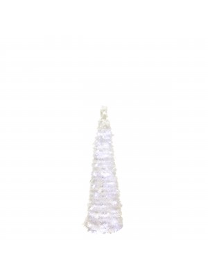 Albero di Natale Pop Up slim salvaspazio, pieghevole, già addobbato Bianco Luce Fredda (120 cm)