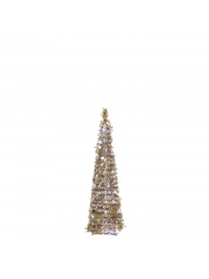 Albero di Natale Pop Up slim salvaspazio pieghevole addobbato Oro Luce Fredda (120 cm)