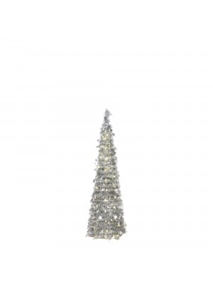 Albero di Natale Pop Up slim apertura immediata, luminoso, addobbato Silver Luce Calda (120 cm)