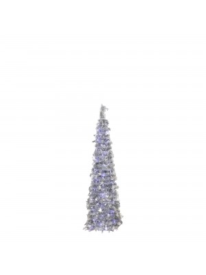 Albero di Natale Pop Up slim, apertura rapida, con luci led, addobbato Silver Luce Fredda (120 cm)