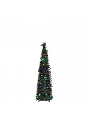 Albero di Natale Artificiale Verde POP UP Altezza 120cm, Slim, Montaggio Semplice e Veloce, Con Luci LED Multicolor (120cm)