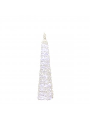 Albero di Natale Pop Up slim salvaspazio, pieghevole, già addobbato Bianco Luce Fredda (150 cm)