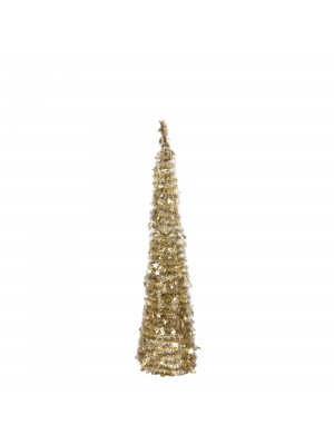 Albero di Natale Pop Up slim, apertura istantanea, addobbato Oro Luce Calda (150 cm)