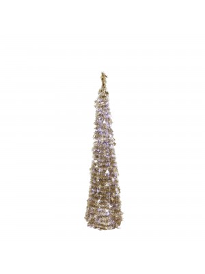Albero di Natale Pop Up slim salvaspazio pieghevole addobbato Oro Luce Fredda (150 cm)