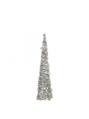 Albero di Natale Pop Up slim apertura immediata, luminoso, addobbato Silver Luce Calda (150 cm)