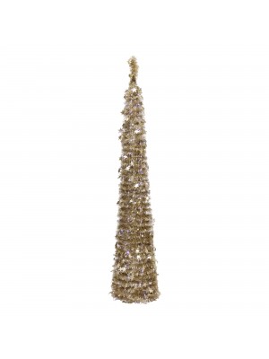 Albero di Natale Pop Up slim salvaspazio pieghevole addobbato Oro Luce Fredda (180 cm)