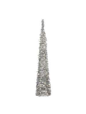Albero di Natale Pop Up slim apertura immediata, luminoso, addobbato Silver Luce Calda (180 cm)