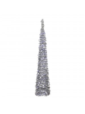 Albero di Natale Pop Up slim, apertura rapida, con luci led, addobbato Silver Luce Fredda (180 cm)
