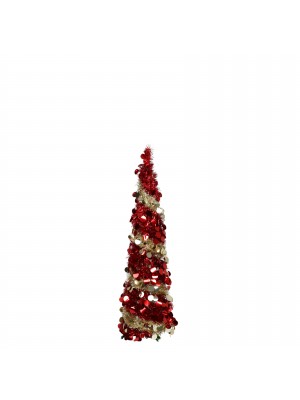 Albero di Natale Pop Up Slim Colore Rosso/Silver altezza 120 cm, Addobbato, Apertura Istantanea Totò Piccinni