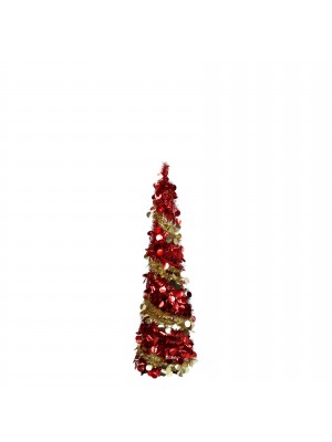 Albero di Natale Pop Up Slim Colore Rosso/Oro altezza 120 cm, Addobbato, Apertura Istantanea Totò Piccinni