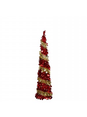 Albero di Natale Pop Up Slim Colore Rosso/Oro altezza 150 cm, Addobbato, Apertura Istantanea Totò Piccinni