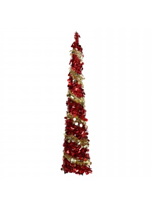 Albero di Natale Pop Up Slim Colore Rosso/Oro altezza 180 cm, Addobbato, Apertura Istantanea Totò Piccinni
