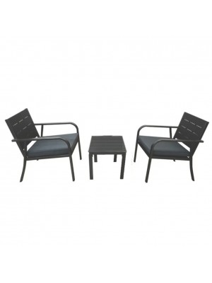 Set da giardino in metallo colore Ardesia 2 poltrone e tavolino modello Cuba Totò Piccinni