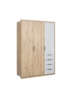 armadio rovere artisan/grigio laccato vista diagonale 