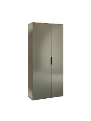 armadio guardaroba grigio laccato/rovere miele vista diagonale 