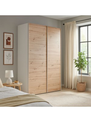 Vista ambientata Armadio in legno struttura Bianca con due ante scorrevoli Rovere Artisan modello Sliding Totò Piccinni