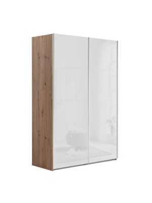 armadio a due ante scorrevoli bianco lucide, colore struttura rovere artisan. Modello Sliding, Totò Piccinni