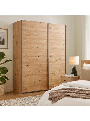 Vista ambientata Armadio in legno struttura Rovere Artisan con due ante scorrevoli Rovere Artisan modello Sliding Totò Piccinni