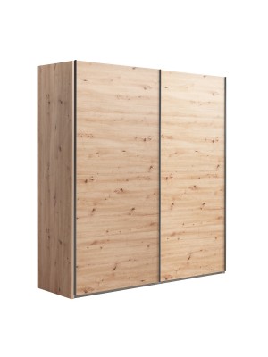 Vista diagonale Armadio in legno struttura Rovere Artisan con due ante scorrevoli Rovere Artisan modello Sliding Totò Piccinni