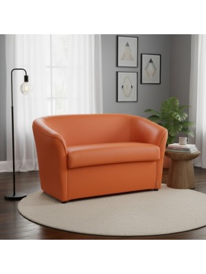 vista ambientata divano 2 a pozzetto 2 posti imbottito in ecopelle arancione Totò Piccinni