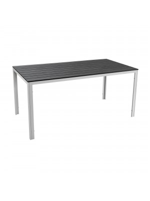Tavolo rettangolare MESSICO 158x78 struttura in metallo piano in polietilene effetto legno per giardino (Grafite)