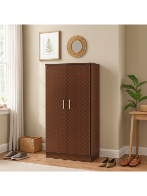 Vista ambientata Scarpiera a mobiletto 2 ante e 6 ripiani porta scarpe in legno colore Arte Povera Totò Piccinni