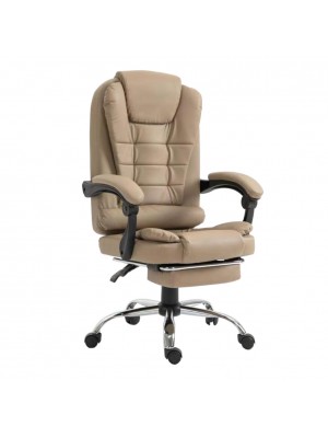 Sedia Poltrona Ufficio PRESIDENT in simil pelle con braccioli e rotelle girevole altezza regolabile (Beige)