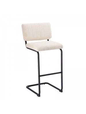 Sgabello in Tessuto imbottito colore Bianco con struttura in metallo modello Bouclè Totò Piccinni