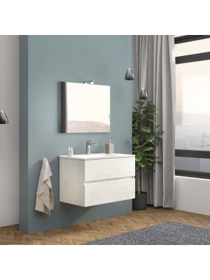 Set Elio Mobile da Bagno a Sospensione con Cassetti | 80 cm (Bianco Lucido)