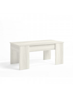 Tavolino da salotto COFFEE in legno piano elevabile design moderno (Bianco Nordico)