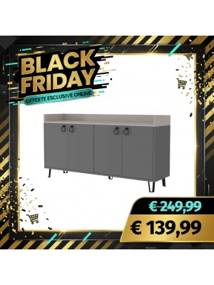 Madia ATENA in Legno con quattro ante con ripiani interni (Antracite/Tortora)