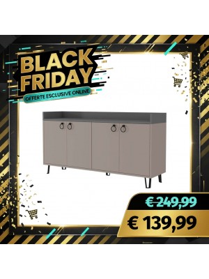 Madia ATENA in Legno con quattro ante con ripiani interni (Tortora/Antracite)