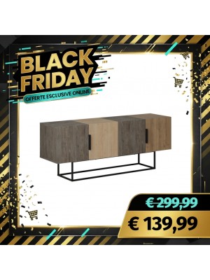 Mobile Porta Tv 140x37,5 cm in legno rovere fumo, naturale, rovere antico - NARCISO (Multicolor A)