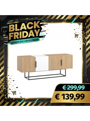 Mobile Porta Tv 140x37,5 cm in legno - NARCISO (Naturale/Bianco)
