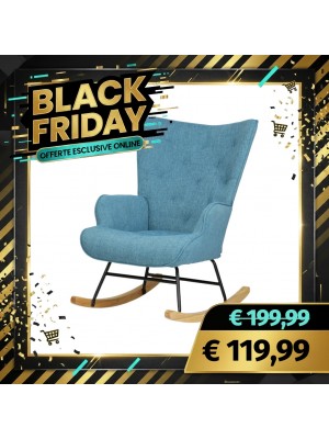 Poltrona Poltroncina a DONDOLO in Tessuto Design moderno (Blu)