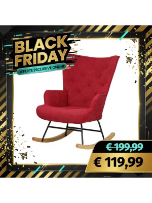 Poltrona Poltroncina a DONDOLO in Tessuto Design Moderno (Bordeaux)