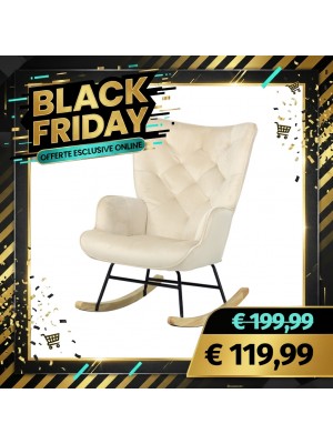 Poltrona Poltroncina a DONDOLO in velluto di Design (Velluto Beige)