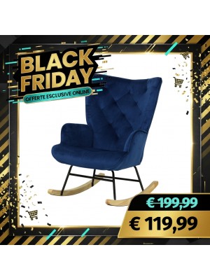 Poltrona Poltroncina a DONDOLO in velluto di Design (Velluto Blu)