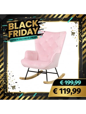 Poltrona Poltroncina a DONDOLO in velluto di Design (Velluto Rosa)