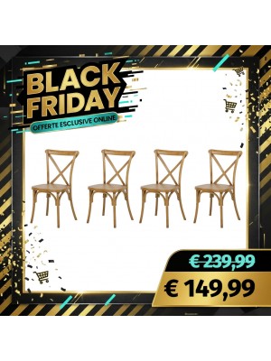 Set 4 Sedie CROSS in KIT in Polipropilene Effetto Legno (Naturale)