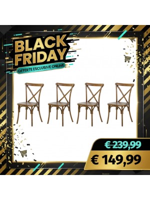 Set 4 Sedie CROSS in KIT in Polipropilene Effetto Legno (Noce)