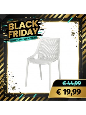 Sedia in Plastica da Giardino in Polipropilene Intrecciato - SEDIA LOREN (Bianco)