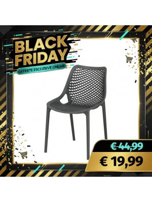 Sedia in Plastica da Giardino in Polipropilene Intrecciato - SEDIA LOREN (Grigio Scuro)