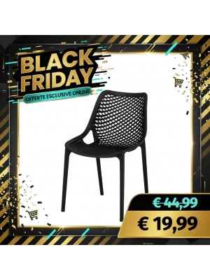 Sedia in Plastica da Giardino in Polipropilene Intrecciato - SEDIA LOREN (Nero)