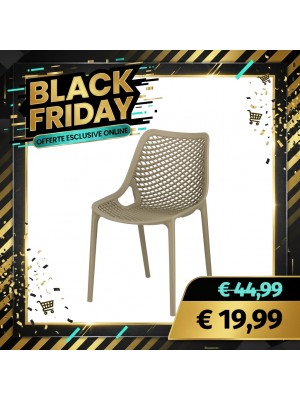 Sedia in Plastica da Giardino in Polipropilene Intrecciato - SEDIA LOREN (Tortora)